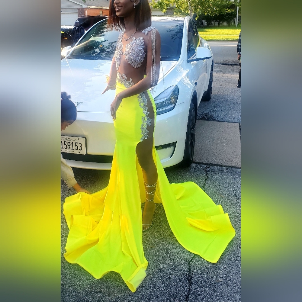 Yellow handmade prom dress